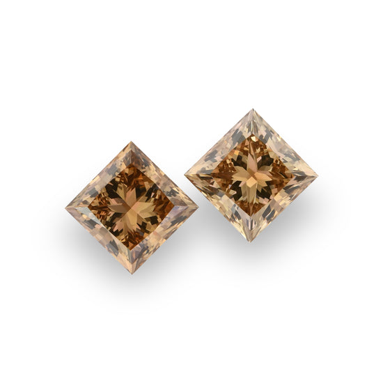 2.19 Carat Fancy Yellow Brown Princess Diamonds VS1 GIA