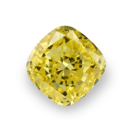 0.59 Carat Fancy Vivid Yellow Cushion Diamond SI2 GIA