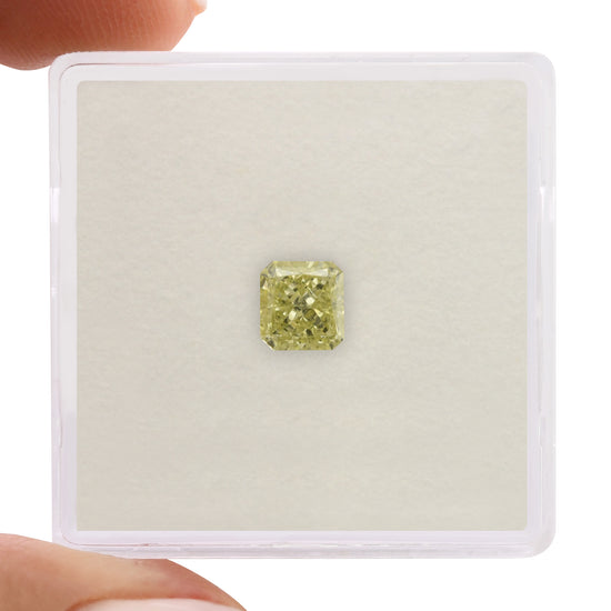 0.66 Carat Fancy Greenish Yellow Radiant Diamond VVS2 GIA