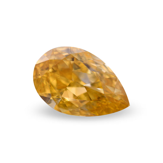 0.70 Carat Fancy Vivid Orange Yellow Pear Diamond VS2 GIA