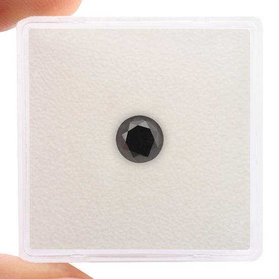 0.74 Carat Fancy Black Round Brilliant Diamond  GIA