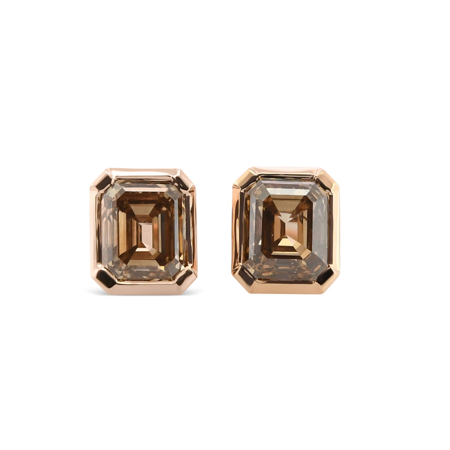 Fantasievolle braune Diamant-Lünetten-Ohrstecker