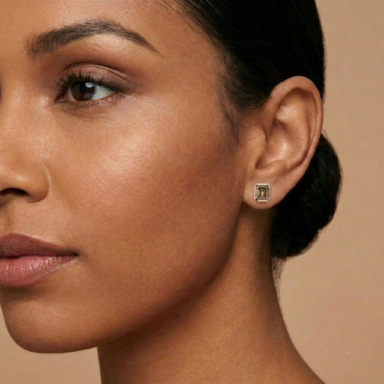 Fancy Brown Diamond Bezel Stud Earrings