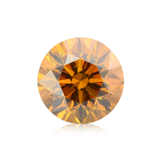 Diamante Rotondo a Taglio Brillante Fantasia Marrone Giallastro Aranciato Scuro da 1,67 Carati I1 GIA