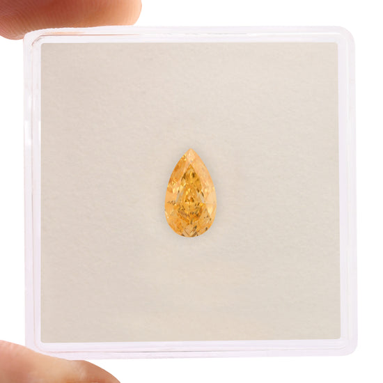 0.66 Carat Fancy Intense Yellowish Orange Pear Diamond VS2 GIA