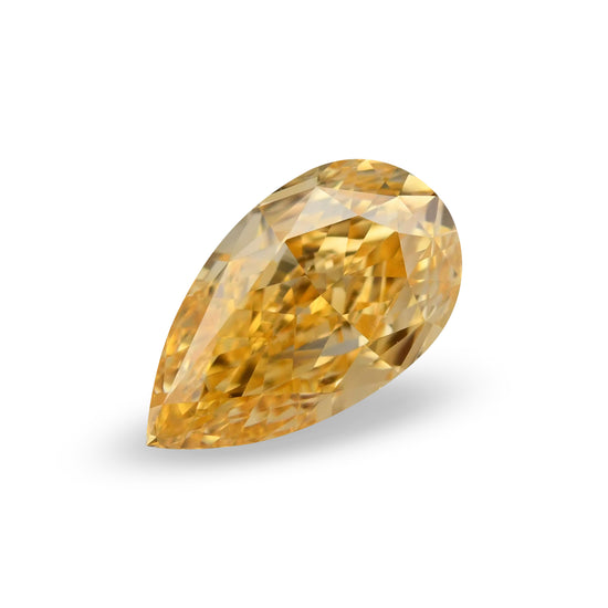 0.66 Carat Fancy Intense Yellowish Orange Pear Diamond VS2 GIA