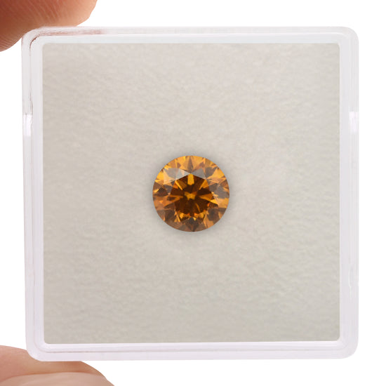 1.07 Carat Fancy Deep Yellowish Orange Round Diamond SI2 GIA