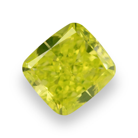 0.36 Carat Fancy Vivid Green Yellow Cushion Diamond VS2 GIA