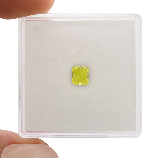 0.36 Carat Fancy Vivid Green Yellow Cushion Diamond VS2 GIA