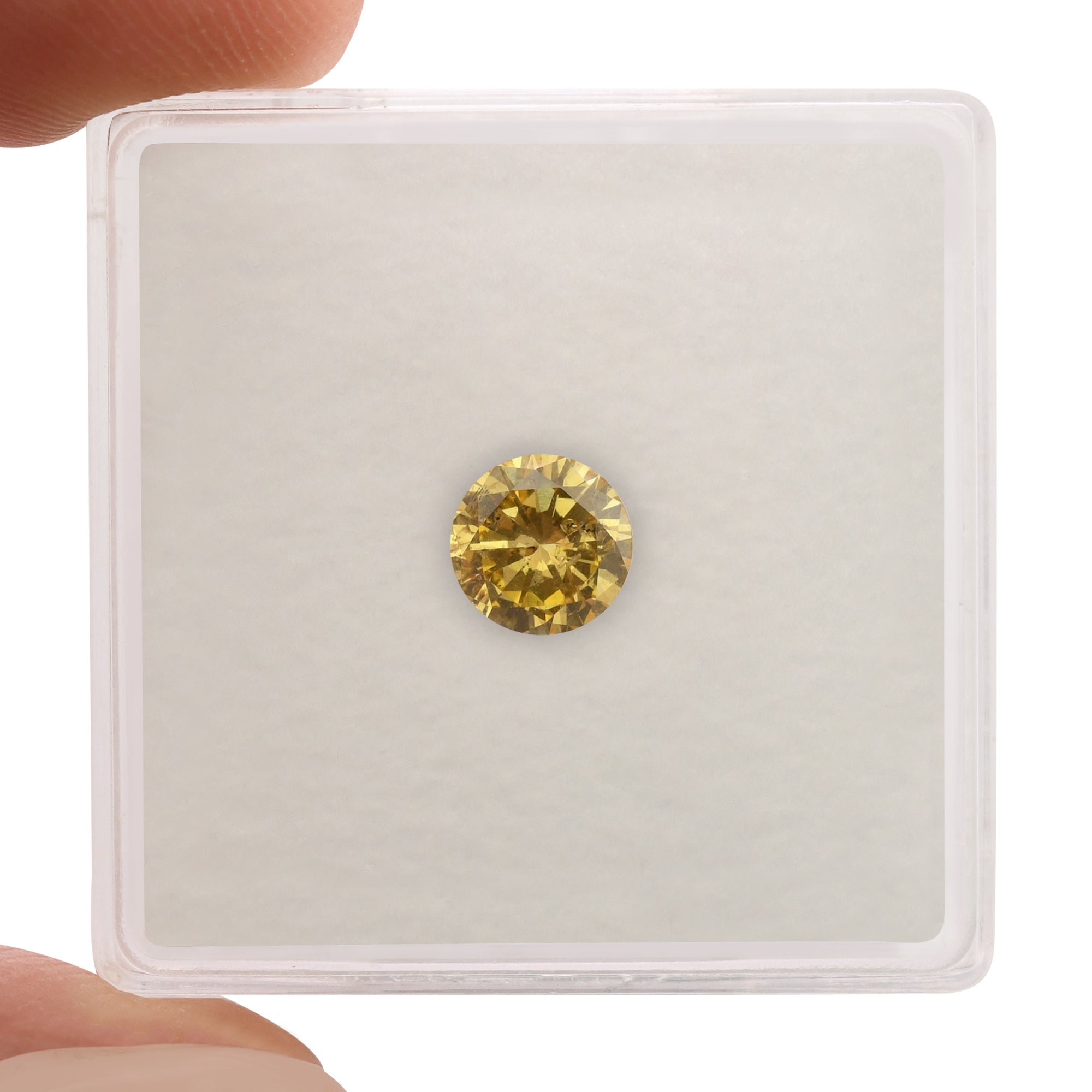 0.61 Carat Fancy Brownish Orangy Yellow Round Brilliant Diamond