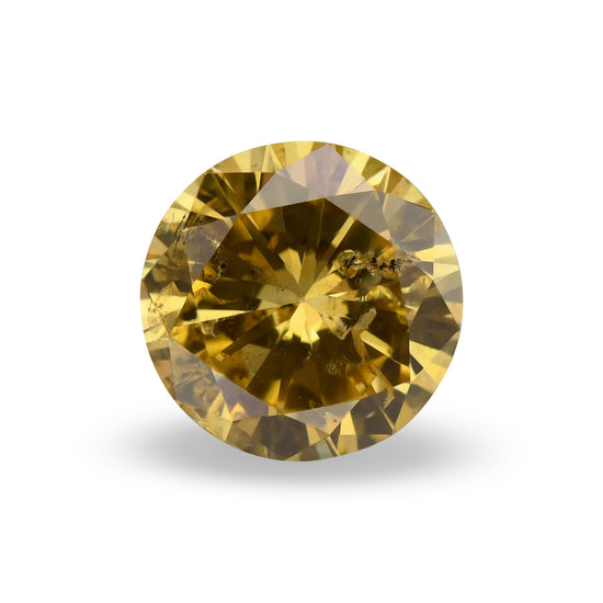 0.61 Carat Fancy Brownish Orangy Yellow Round Brilliant Diamond (I2) GIA