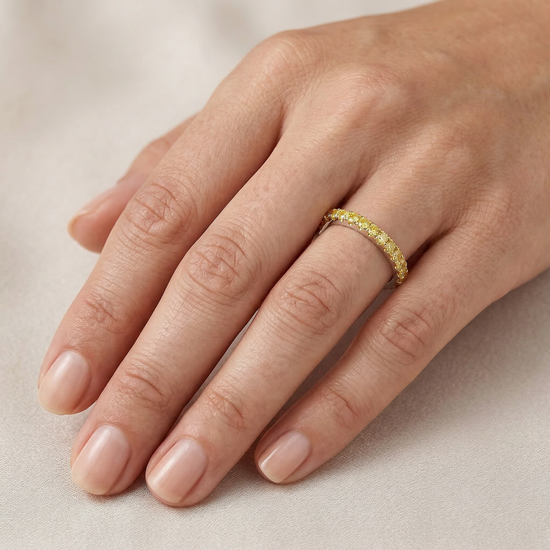 Canary Fancy Vivid Yellow Diamond Half Eternity Wedding Band