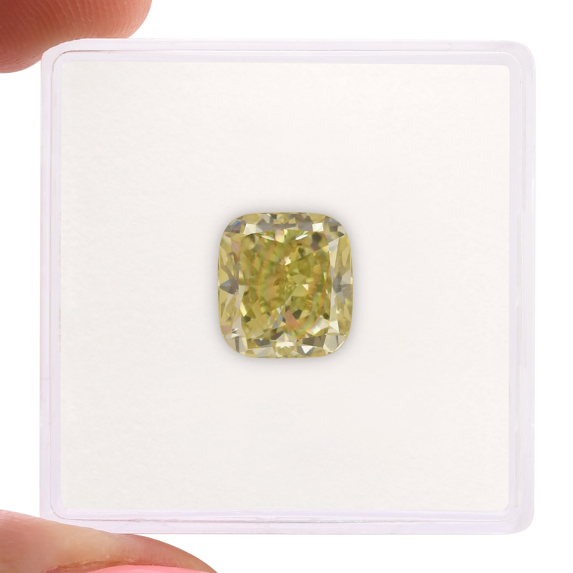 3.03 Carat Fancy Grayish Greenish Yellow Cushion Diamond SI1 GIA