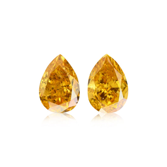 1.15 Carat Fancy Vivid Orange Yellow Pear Diamonds SI1