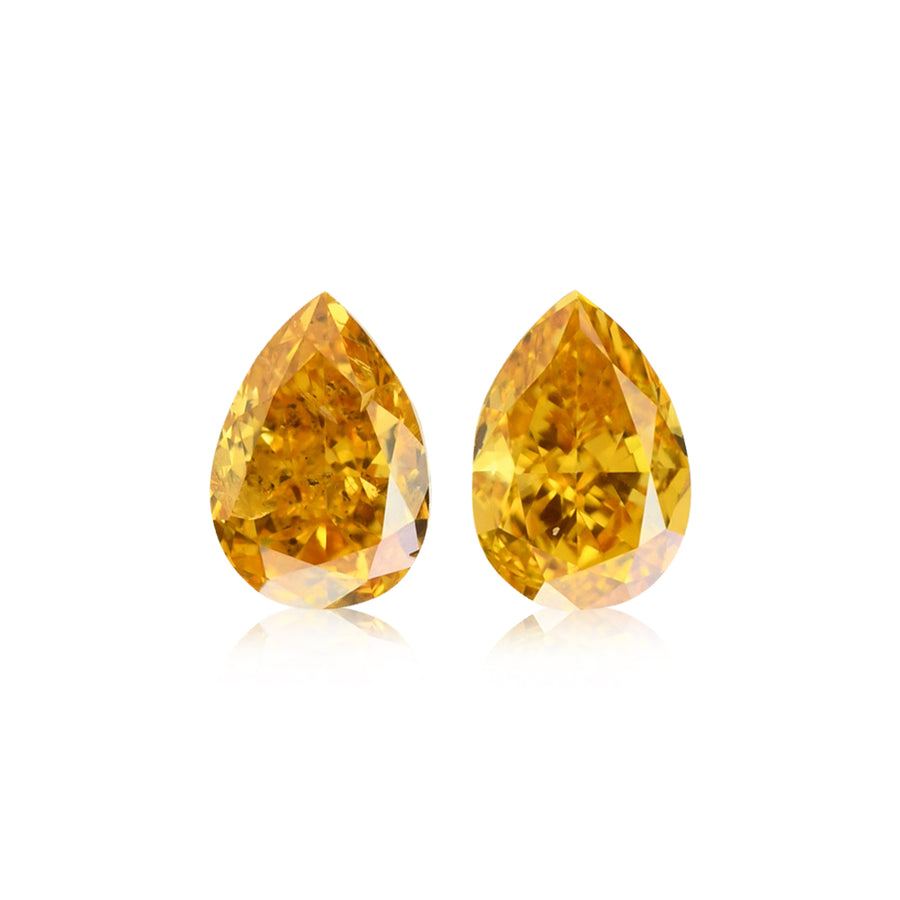 1.15 Carat Fancy Vivid Orange Yellow Pear Diamonds SI1