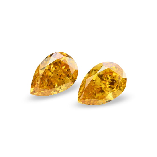1.15 Carat Fancy Vivid Orange Yellow Pear Diamonds SI1