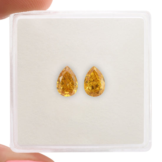 1.15 Carat Fancy Vivid Orange Yellow Pear Diamonds SI1