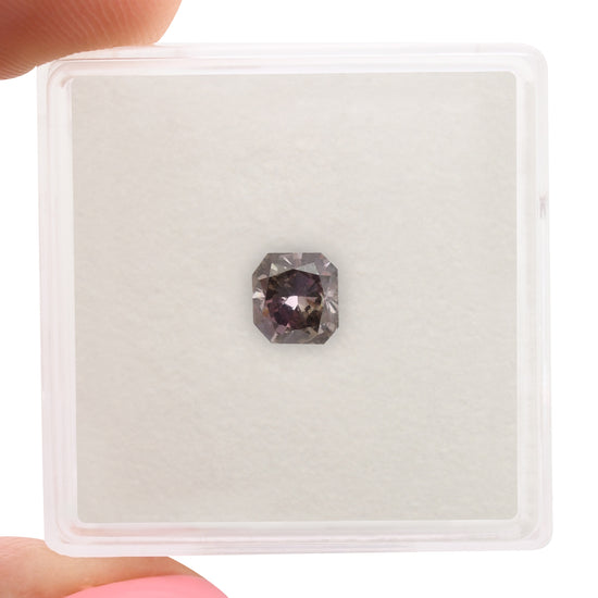 0.53 Carat Fancy Dark Brown Purple Radiant Diamond (I1) GIA