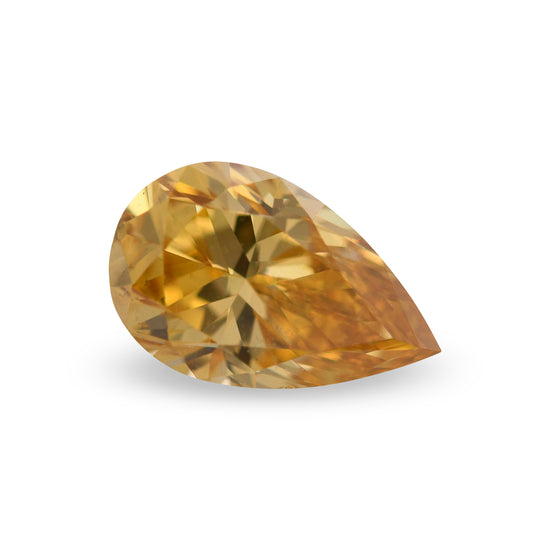 0.70 Carat Fancy Vivid Orange Yellow Pear Diamond SI2 GIA