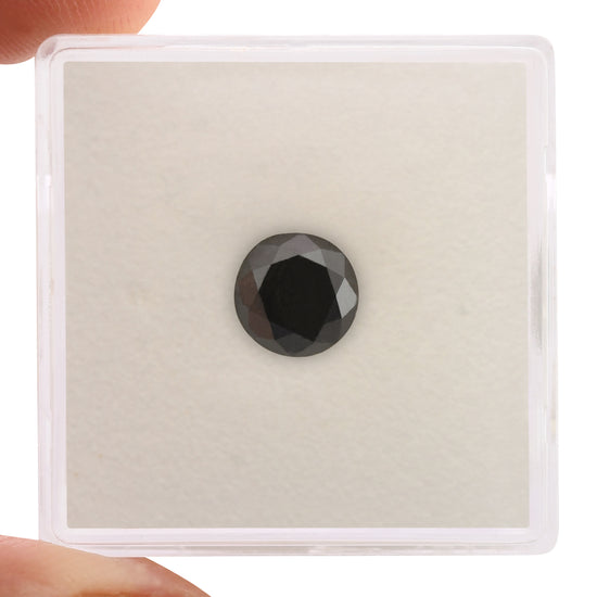 1.33 Carat Natural Black Round Diamond GIA