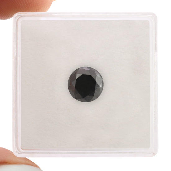 1.35 Carat Natural Black Round Diamond GIA