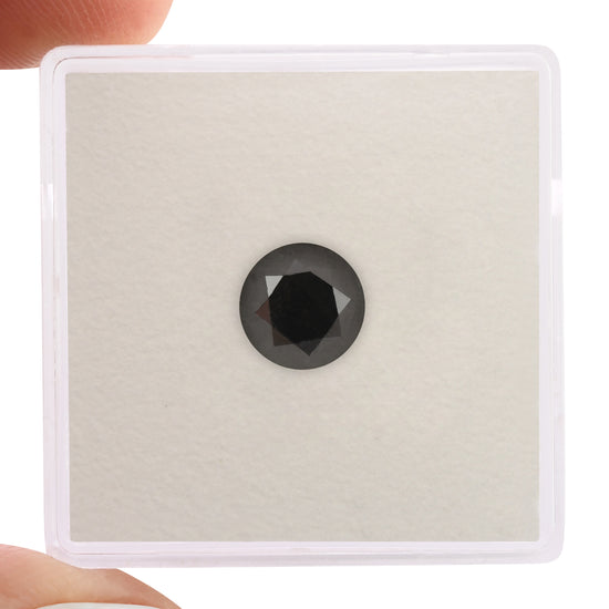 1.45 Carat Natural Black Round Diamond GIA