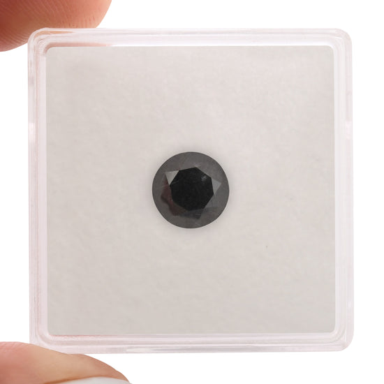 1.49 Carat Natural Black Round Diamond GIA