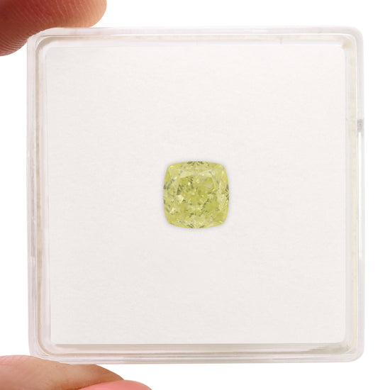 1.08 Carat Fancy Yellow Green Cushion Diamond VS1 GIA