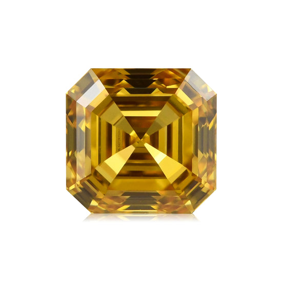 Diamante Asscher Giallo Arancio Intenso Fantasia 0,73 Carati VS1 GIA