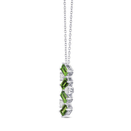 Green Tourmaline and Diamond Drop Pendant