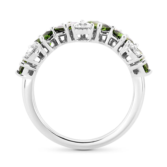Green Tourmaline and Diamond Band Ring
