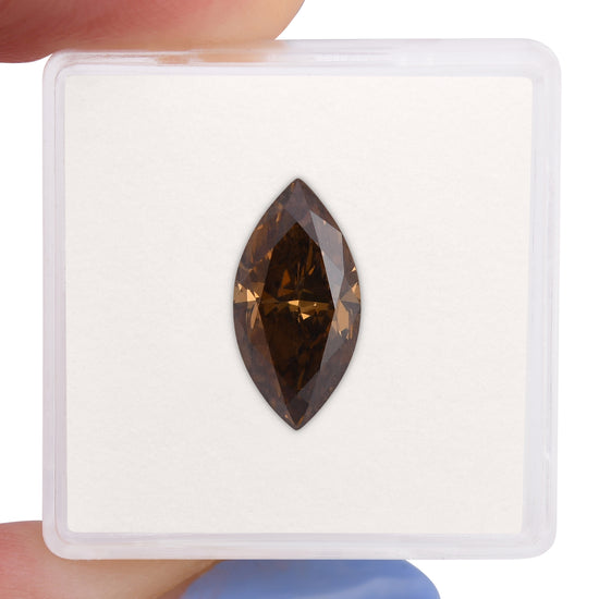 3.03 Carat Fancy Dark Orangy Brown Marquise Diamond I1 GIA