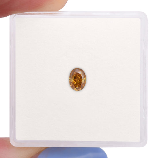 0.35 Carat Fancy Deep Orange Yellow Oval Diamond (SI2) GIA