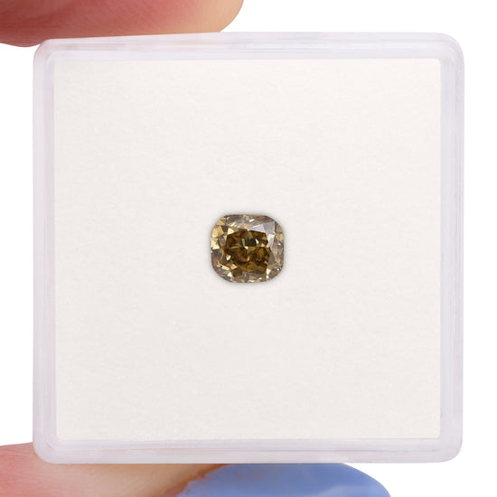 0.68 Carat Fancy Deep Brown Yellow Cushion Diamond VS2 GIA