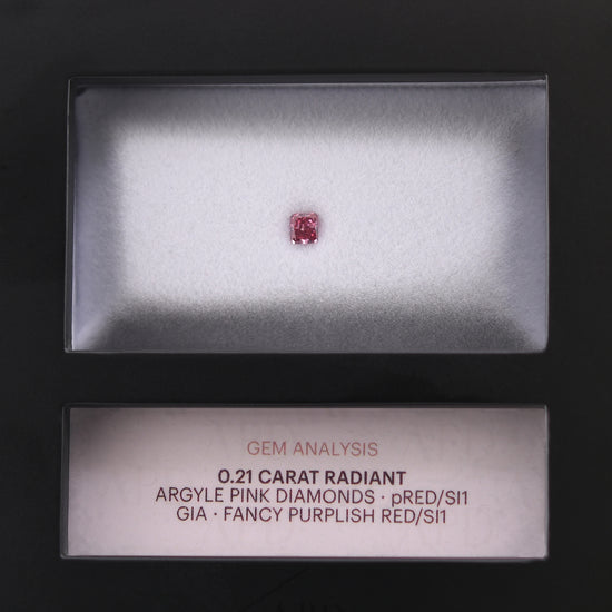 0.21 Carat Fancy Purplish Red Radiant Argyle Diamond SI1 GIA and Argyle