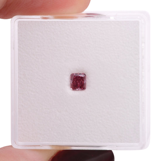 0.21 Carat Fancy Purplish Red Radiant Argyle Diamond SI1 GIA and Argyle