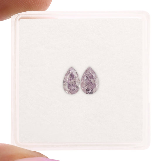 0.58 Carat Fancy Pink Purple Pear Diamonds VS2