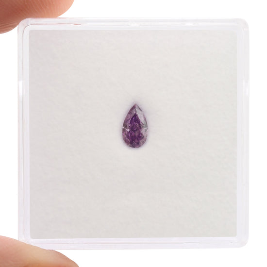 0.23 Carat Fancy Vivid Purple Pear Diamond SI2 GIA