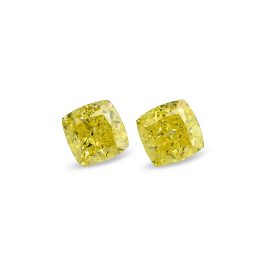1.04 Carat Fancy Vivid Yellow Cushion Diamonds I1 GIA