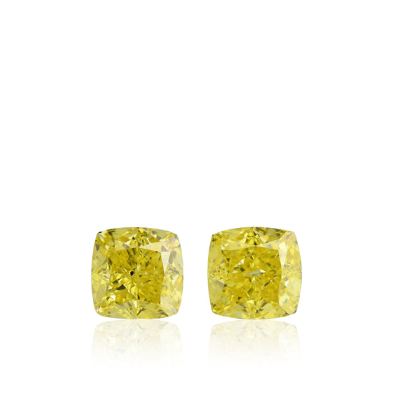 1.04 Carat Fancy Vivid Yellow Cushion Diamonds I1 GIA