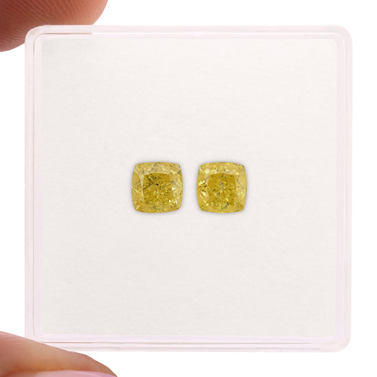 1.04 Carat Fancy Vivid Yellow Cushion Diamonds I1 GIA