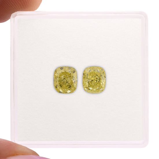 1.35 Carat Fancy Yellow Cushion Diamonds VS1