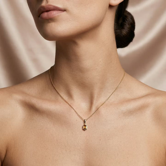 Fancy Deep Yellowish Orange Hexagonal Diamond Pendant