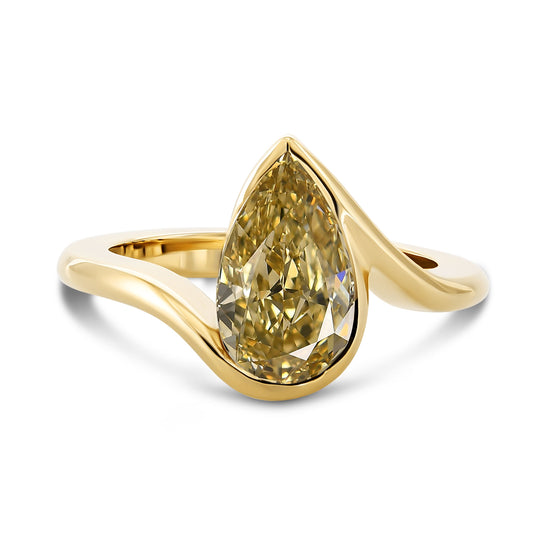 Fancy Brownish Yellow Pear Diamond Solitaire Ring