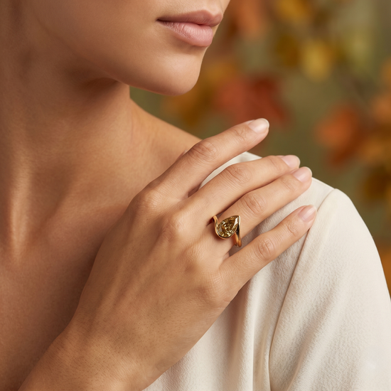 Fancy Brownish Yellow Pear Diamond Solitaire Ring