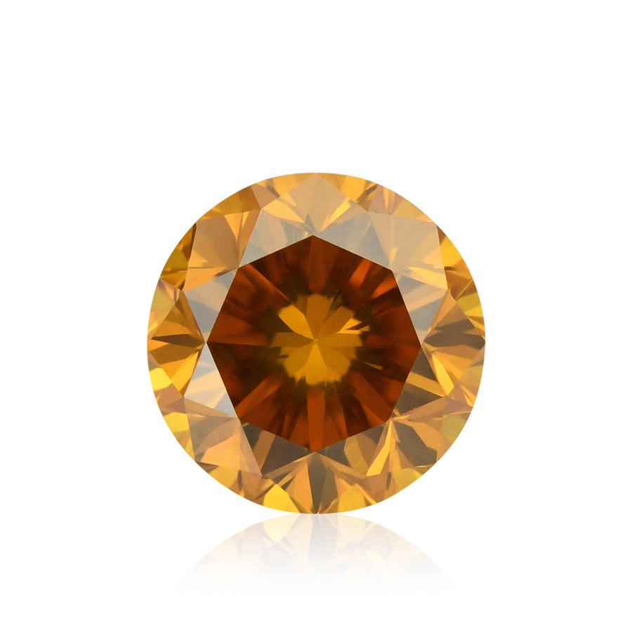 0.70 Carat Fancy Deep Yellowish Orange Round Brilliant Diamond SI2 GIA