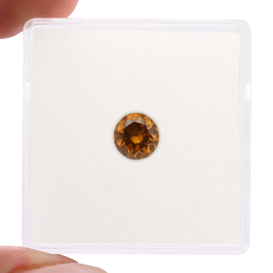 0.70 Carat Fancy Deep Yellowish Orange Round Brilliant Diamond SI2 GIA