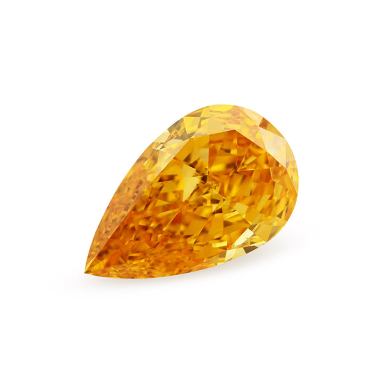 0.72 Carat Fancy Vivid Yellowish Orange Pear Diamond SI1 GIA
