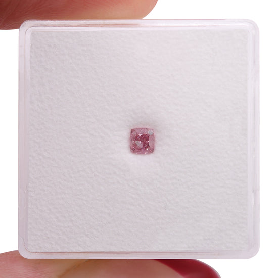 0.17 Carat Fancy Vivid Purplish Pink Cushion Diamond VS1 GIA
