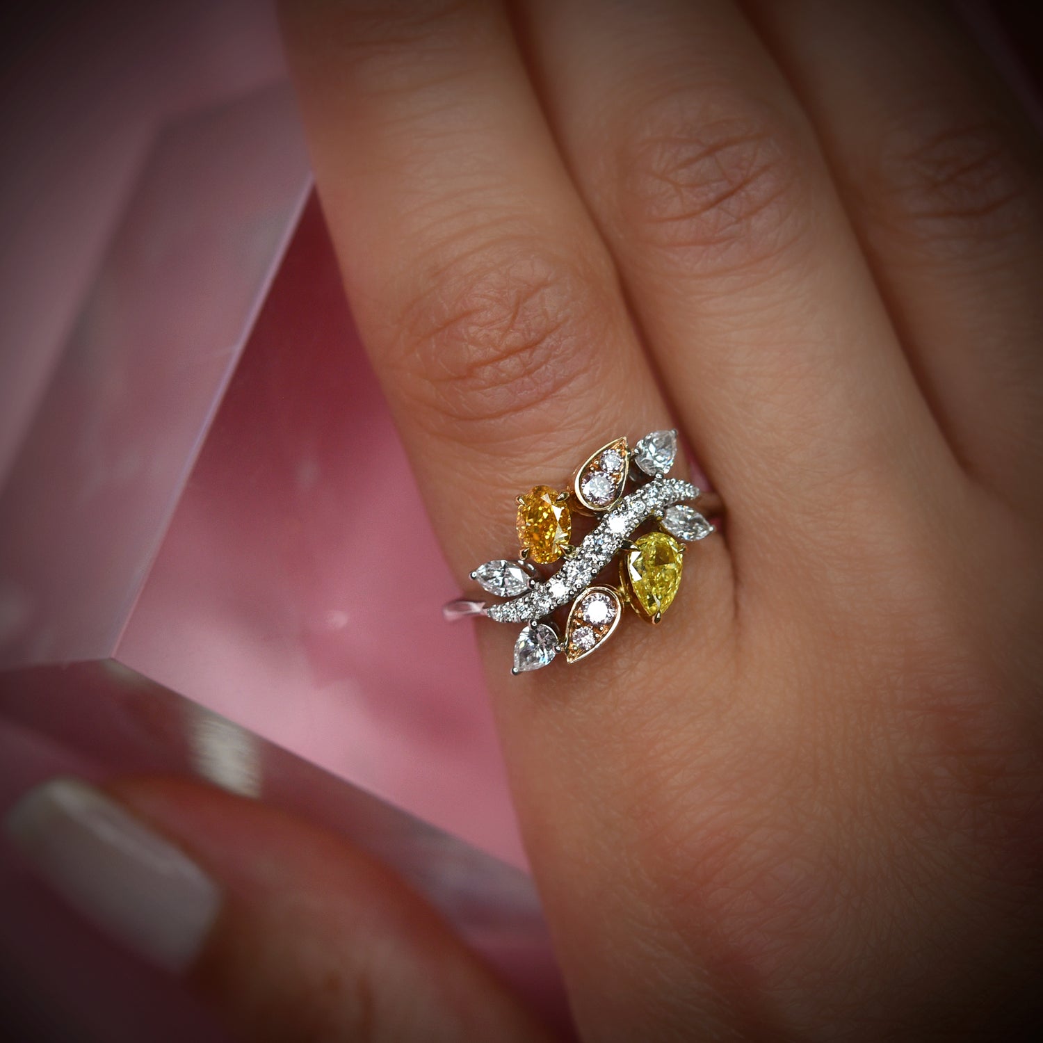 Multi-Color Diamond Cluster Couture Ring